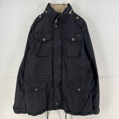 古着 トミーヒルフィガー TOMMY HILFIGER デニム ジャケット パーカー カバーオール フルジップ モッズコート XL  ブラック メンズ