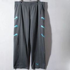 90s 日本製 PUMA プーマ ジャージ パンツ XL グレー ブルー ヴィンテージ ロゴ刺繍 ストリート オーバーサイズ ジョガーパンツ 古着 J3011