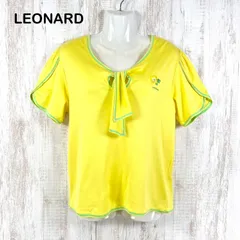 LEONARD レオナール ハイビスカス ロゴ刺繡 ボウタイカットソー イエロー