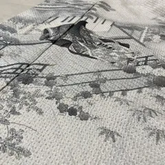 付下げ 総絞り 十二単 花模様 着物 正絹 一つ紋 X-8844