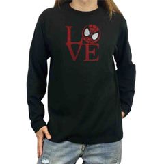 Original Long-Sleeve T-Shirt - Spider-Man Love - Marvel - American Comic Book Hero Logo - Long-Sleeve T-Shirt - M L XL - Tight Fit - Just Right - Big - Oversized - Men's - Women's - Unisex - Pink Cream