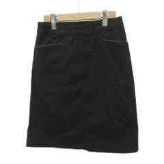 マンシングウェア MUNSINGWEAR スカート 9 黒 ブラック 無地 膝丈 サイドポケット /KK ■ECA004