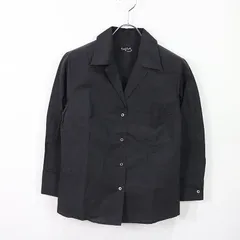 MARGARET HOWELL / マーガレットハウエル | 旧タグシルク混 オープンカラーシャツ | 1 | ブラック | レディース