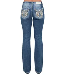 ミスミー レディース ボトムス デニムパンツ ブーツカット ブーツ ジーンズ Miss Me Embellished Wing Flap Pocket Mid Rise Bootcut Jeans M