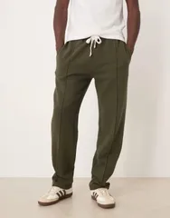 エイソス メンズ ボトムス カジュアルパンツ ストレート リブ パンツ スウェットパンツ ASOS DESIGN ribbed straight leg sweatpants with pintuck