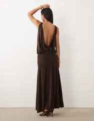 エイソス レディース トップス ワンピース オープンバック マキシ ASOS DESIGN slinky maxi dress with dropped waist and open back in