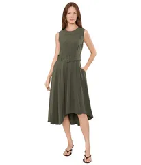 カルバンクライン レディース トップス ワンピース A ライン ノースリーブ Calvin Klein Sleeveless Belted High Low ALine Caper