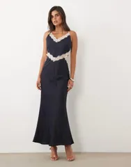 エイソス レディース トップス ワンピース カットアウト レーストリム レース マキシ ASOS DESIGN lace trim cut out bias cut cami maxi dress N
