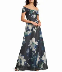 ダナキャラン レディース トップス ワンピース アシンメトリー フラワー柄 プリント フラワー Donna Karan Floral Print Asymmetrical Neck Off The S