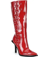 ジービー レディース シューズ ブーツ・レインブーツ レース GB MicDropatent LaceUp Detail Stiletto Bootsantorini Red レッド