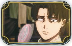 [Used] Badge Bins Levi Ackerman Square Pin Badge Attack Titan"POP UP SHOP in Aeon Mall Fukuoka" Event Limited Square Can Badge Lottery Prize