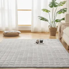 【新着商品】ライトグレー 130×190cm(約1.5畳) キルトラグ カーペット ラグ Living VK