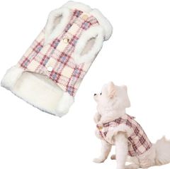 【数量限定】ドッグウェア パーカー 猫 中型犬 小型犬 ふわふわ ジャケット 犬 服 犬 袖なし 犬の服 ペット服 おしゃれ 牽引ロープハング可能(ピンク*1着，S) 犬服 暖かい 防寒 冬 コート