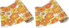 【特価セール】オレンジ (保護 約30cm×120cm 収納 レトロ ルアンス 昭和 食器棚シート 花柄) (× オカ(OKA) 2)