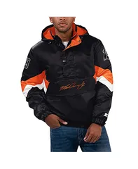 スターター メンズ アウター ジャケット・ブルゾン サテン パーカー ジャケット Starter Mens Black Martin Truex Jr Home Team Satin HalfZip