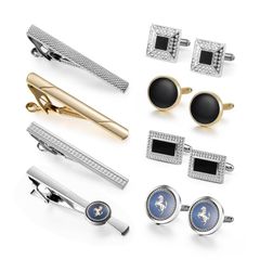 シルバー カフス ボタン ネクタイピン セット 4本セット 円形 光面 ラウンドボタン ビジネス 真鍮製 紳士 アンティーク ヨーロッパ風 カフリンクス アクセサリー