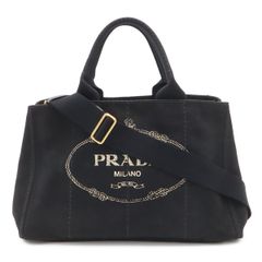 PRADA プラダ CANAPA カナパ トートバッグ 2WAY ショルダーバッグ キャンバス NERO 黒 ブラック ゴールド金具 国内ブティック購入品 BN2642