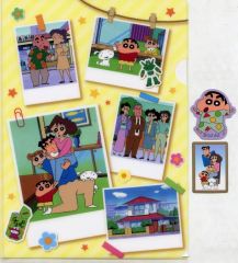 [Used] Goods Set: Group (Nohara Family) Clear File & Sticker - "Ichiban Kuji Crayon Shin-chan ~Anime Scene Selection~" Prize I
