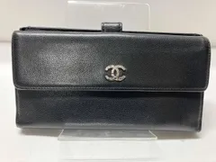 CHANEL キャビアスキン Wホック二つ折り長財布 ブラック 14※※※06