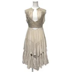 gardem paris 06SS リネンコットン切り替えノースリーブギャザーロングワンピース ドレス ひざ下丈 Archive レディース