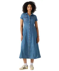 リーバイス レディース トップス ワンピース ミディ デニム Levis Womens Western Fit Flare Midi Denim Dress Vintage Vibe Dress デニ