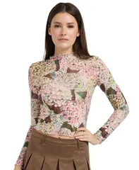 エン セゾン レディース トップス シャツ モックネック フラワー柄 メッシュ 長袖 フラワー En Saison Womens Kelsey Mesh Floral Mock Neck LongSl