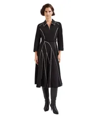 フェイズ・エイト レディース トップス ワンピース A ライン Phaseight Womens Tilly Colla red ALine 34Sleeve Dress Blackivory アイボ