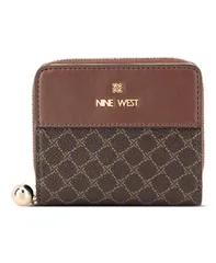 ナインウェスト レディース アクセサリー 財布 Nine West Marrisa Zip Around Wallet Brown Logo Mahogany ブラウン