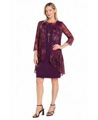 アールアンドエムリチャーズ レディース アウター ジャケット・ブルゾン プリント パフスリーブ R M Richards Womens Printed PuffSleeve Jacket Dresse