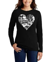 エルエーポップアート レディース トップス シャツ LA Pop Art Womens Musical Instrument Heart Word Art Flowy TShirt Black ブラッ