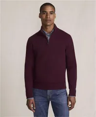 ランズエンド メンズ アウター ニット・セーター ハーフジップ Lands End Mens Fine Gauge Quarter Zip Sweater Lush burgundy バーガンディ