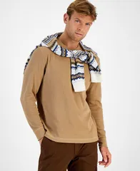 クラブルーム メンズ アウター ニット・セーター クルーネック リブ セーター 長袖 Club Room Mens Thermal LongSleeve Ribbed Crewneck Sweater