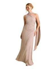 シックスストーリーズ レディース トップス ワンピース シフォン Six Stories Womens One Shoulder Chiffon Bridesmaidress Truffle