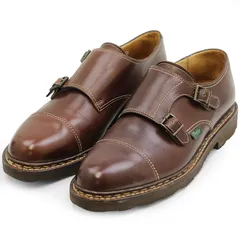 【SALE】Paraboot パラブーツ レザーシューズ サイズ UK8 メンズ WILLIAMCafe ウィリアム ダブルモンク キャップトゥ ロゴ ピスネームタグ シューズ 革靴 ブラウン 茶色 フランス製