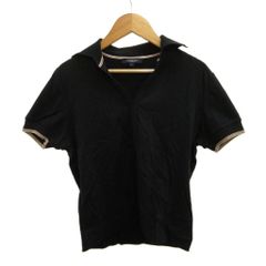 バーバリー ロンドン BURBERRY LONDON ポロシャツ スキッパー 半袖 2 黒 ブラック /RY ■ECD009
