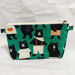 【ハンドメイド】　マルチポーチ　内ポケットあり　くまさん　C068