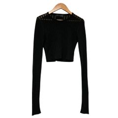 DIESEL BLACK GOLD ディーゼルブラックゴールド メッシュ ロングスリーブ クロップドカットソー S ブラック レディース 春 夏 秋 冬 中古 古着 USED 美品