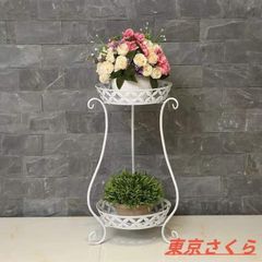 新品☆フラワースタンド プランタースタンド フラワーラック 植木鉢スタンド スタンド   2段式 花台 植物棚 屋外室内 玄関 棚 観葉植物 北欧 植物 組み立て簡単