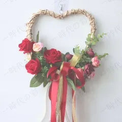 リース 玄関 母の日 リース 花輪 ドアリース フラワーリース ハート 枯れない花 壁掛けフラワー 造花 リース 屋外 結婚式 誕生日 店舗 玄関 壁掛け 庭園 装飾用 撮影道具 正月飾り 新年 パーティー 装飾