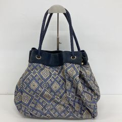 U by ungaro/ユーバイウンガロ トートバッグ ネイビー×ゴールド 幾何学柄 織柄 ハンドバッグ レディース[OL02226]