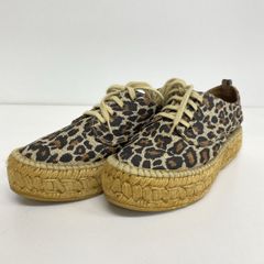 espadrilles/エスパドリーユ レオパード柄 36(24.5cm相当) ヒョウ柄 厚底 レースアップ シューズ レディース[OO00775]