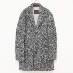 美品 PALTO パルト ツイードウール シングル チェスターコートMイタリア製 PALTO パルト チェスターコート ロング ツイード ブークレ ウール