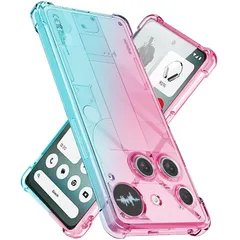 【新品】 For Nothing Phone 3 ケース クリア TPU 薄型 軽量 グラデーション色 ケース 耐衝撃 米軍MIL規格取得(ピンクグリーン)