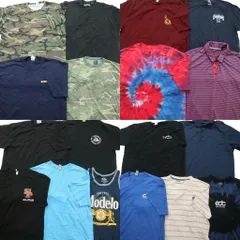 古着卸 まとめ売り Tシャツ トップス 18枚セット ( メンズ XL ) ポロシャツ タンクトップ ボーダー 迷彩柄 ポケット付き 中古 古着 NG9584