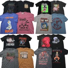 Used Clothing Wholesale Bulk Sale: 16-Piece Set of Character T-Shirts (Men's Size M) - Naruto, Marvel, One Piece, Spider-Man - Used Clothing NG9655