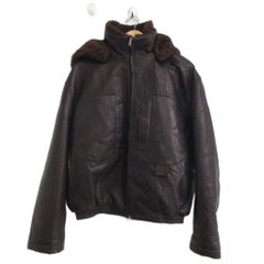 RANRA ランラ 25FW レザージャケット M シープスキン 襟ボア フード付き ジップアップ 茶 ブラウン