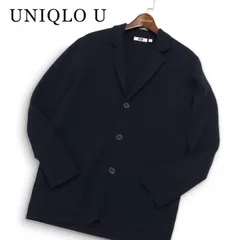 名品!UNIQLO U ユニクロ ユー ルメール 通年★ ミラノリブ ジャケット アンコン ニット テーラード ブレザー Sz.M メンズ 紺