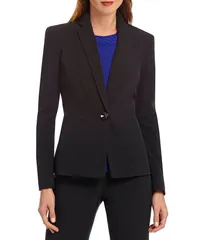 カスパール レディース アウター コート クレープ プチ ジャケット Kasper Petite Size OneButton Crepe Jacket Black ブラック