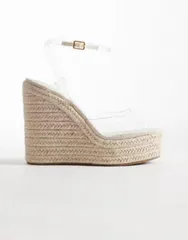 エイソス レディース シューズ サンダル ASOS DESIGN Tamryn espadrille wedges in clear
