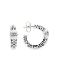 ラゴス レディース アクセサリー ピアス・イヤリング LAGOS Ceramic Sterling Silver White Caviar Diamond Hoop Earrings WhiteSil